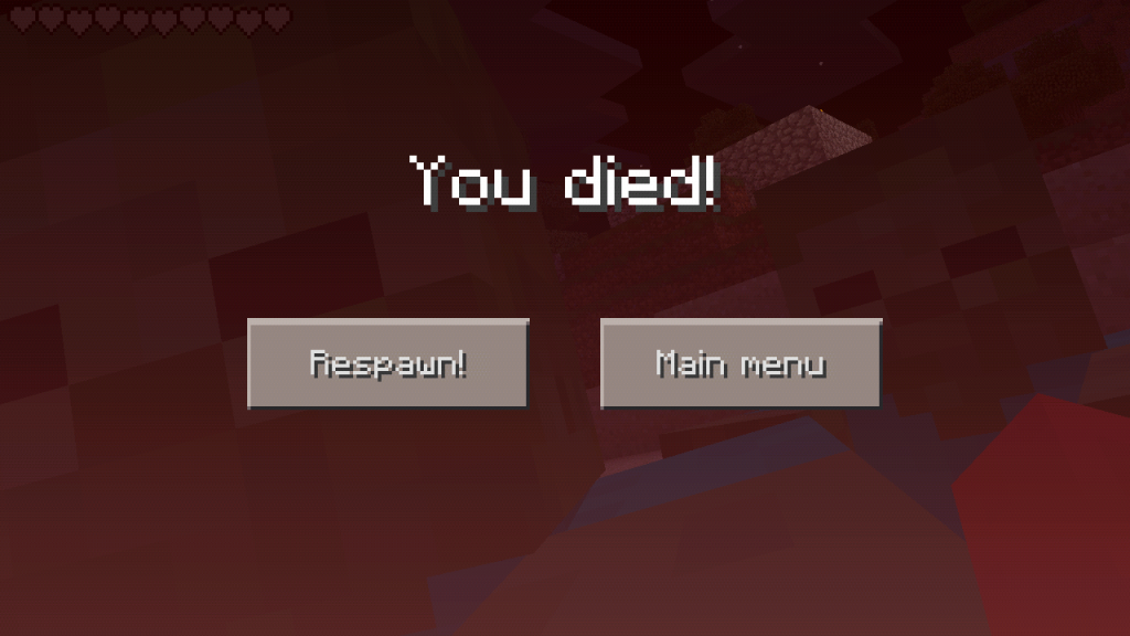 You Died! - Minecraft Screen